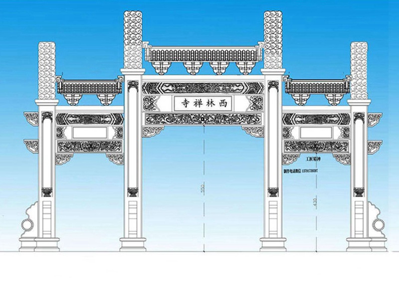 三門三樓石牌坊效果圖